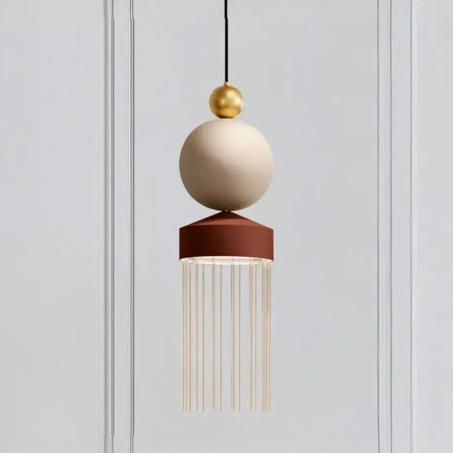 Exclusive Masiero Nappe XL-XM suspension lamp crafted with painted metal and brown leather, adorned with cascading golden metal rods
