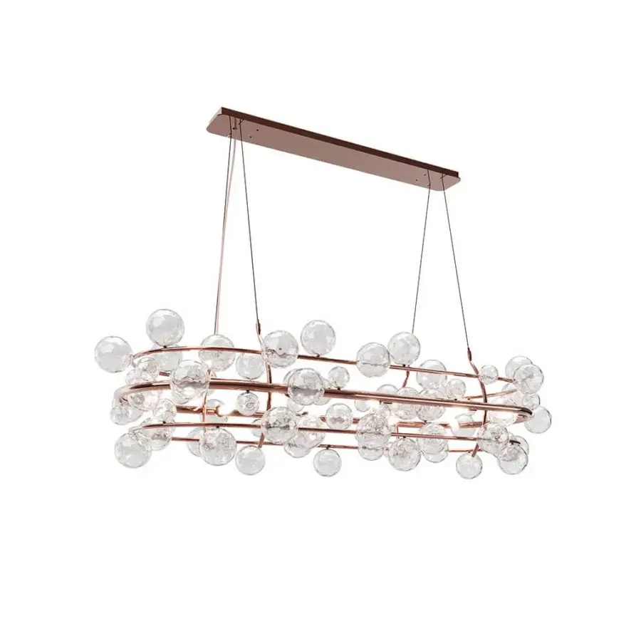 Superior DV Home Collection Majestic suspension lamp with a rose-gold metal frame and handcrafted glass spheres