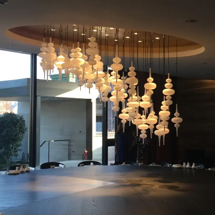 Superior melogranoblu Hydra - Alpha suspension lamp crafted in hand-blown glass with metallic cords and mirror finish