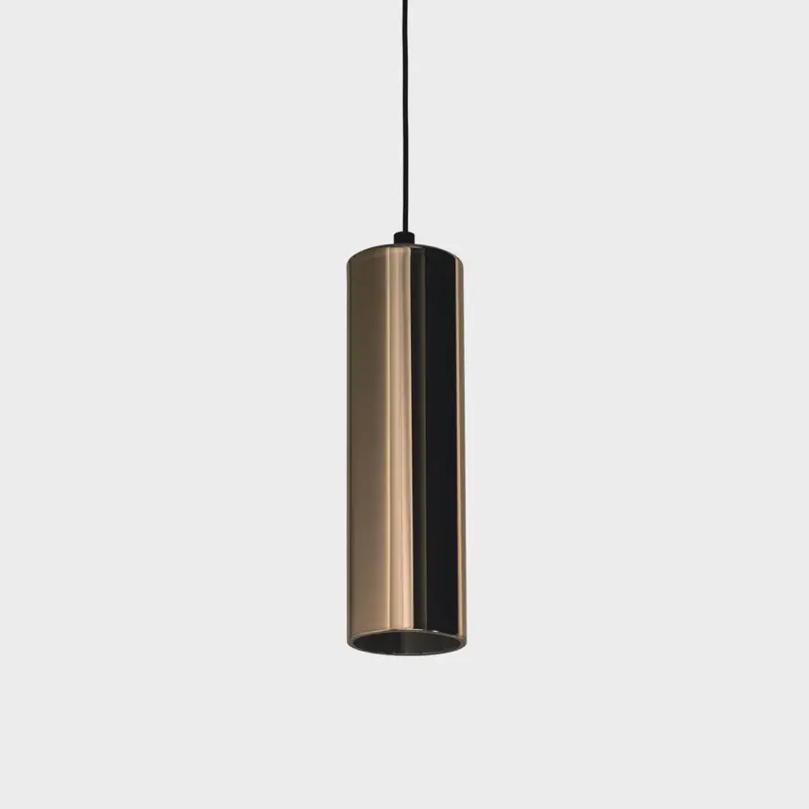 Superior Penta Iconica suspension lamp crafted in borosilicate glass with a warm coppery finish and glossy sheen