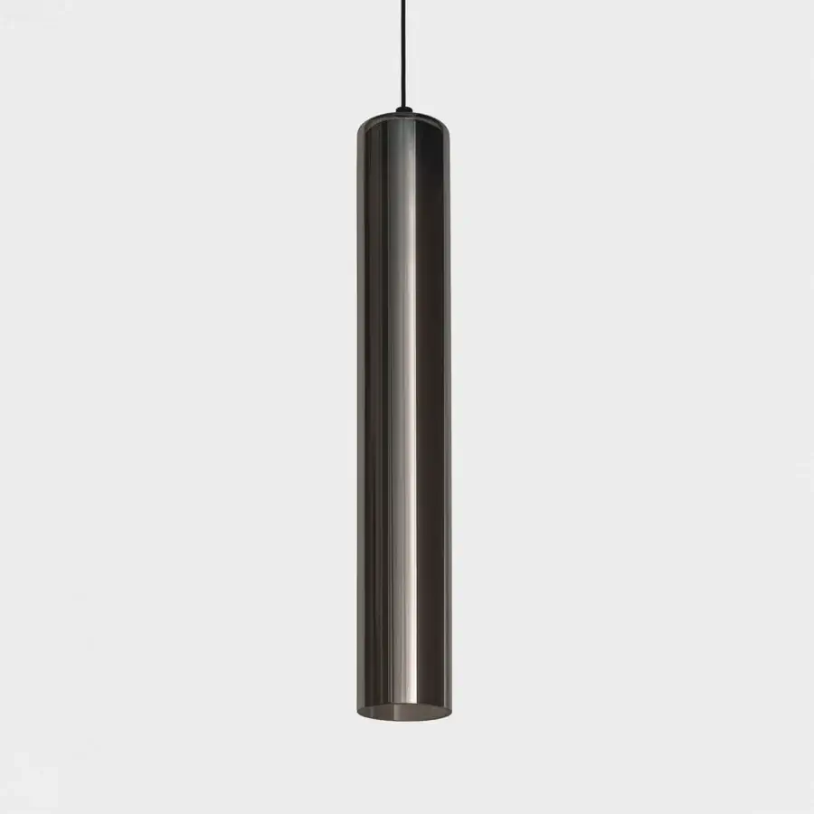 Exceptional Penta Iconica suspension lamp crafted in smoky gray borosilicate glass with a polished specular finish