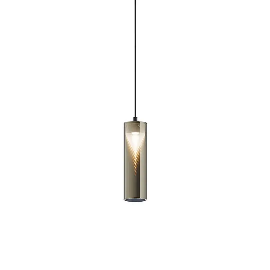 Superior Penta Iconica suspension lamp crafted in borosilicate glass with a polished specular exterior and frosted conical element