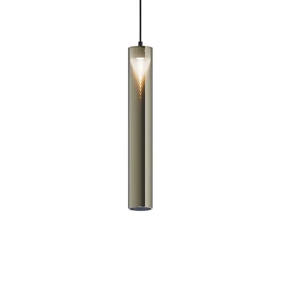 Luxury Penta Iconica suspension lamp crafted in olive and translucent borosilicate glass with gradient finish