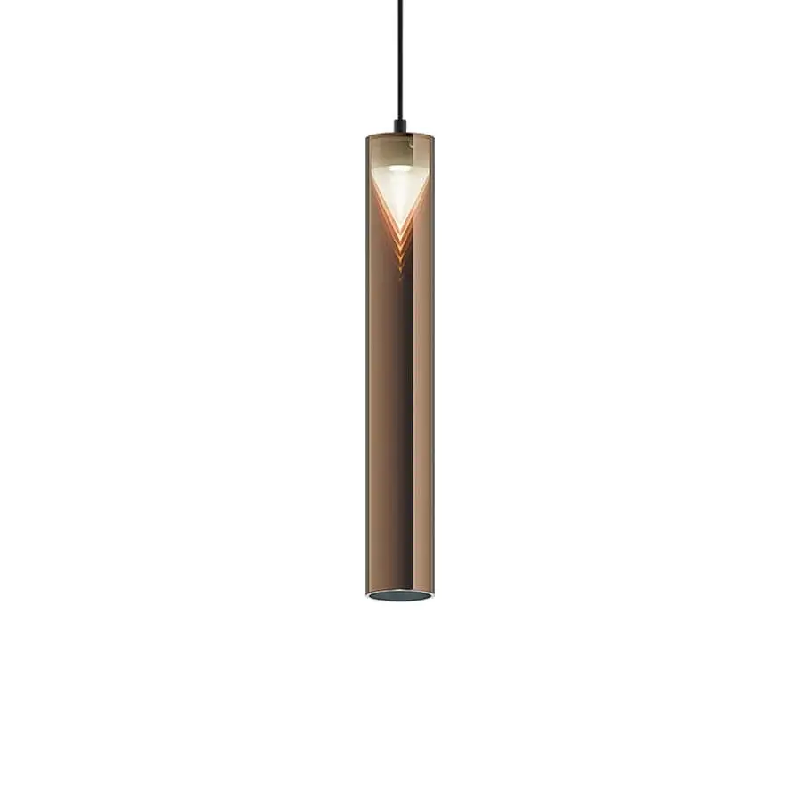 Superior Penta Iconica suspension lamp crafted in borosilicate glass with a gradient bronze to gold finish