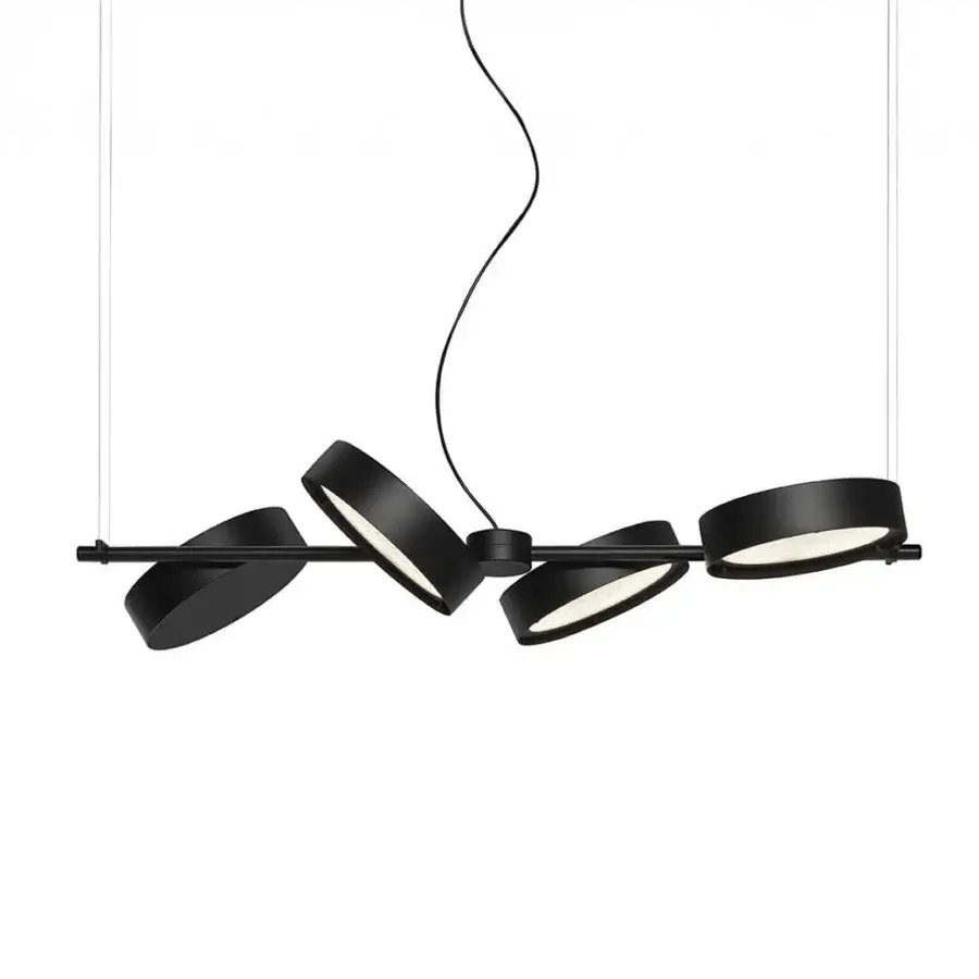Distinguished Oluce Berlin suspension lamp crafted in metal with a matte black finish delivers adjustable illumination and refined details