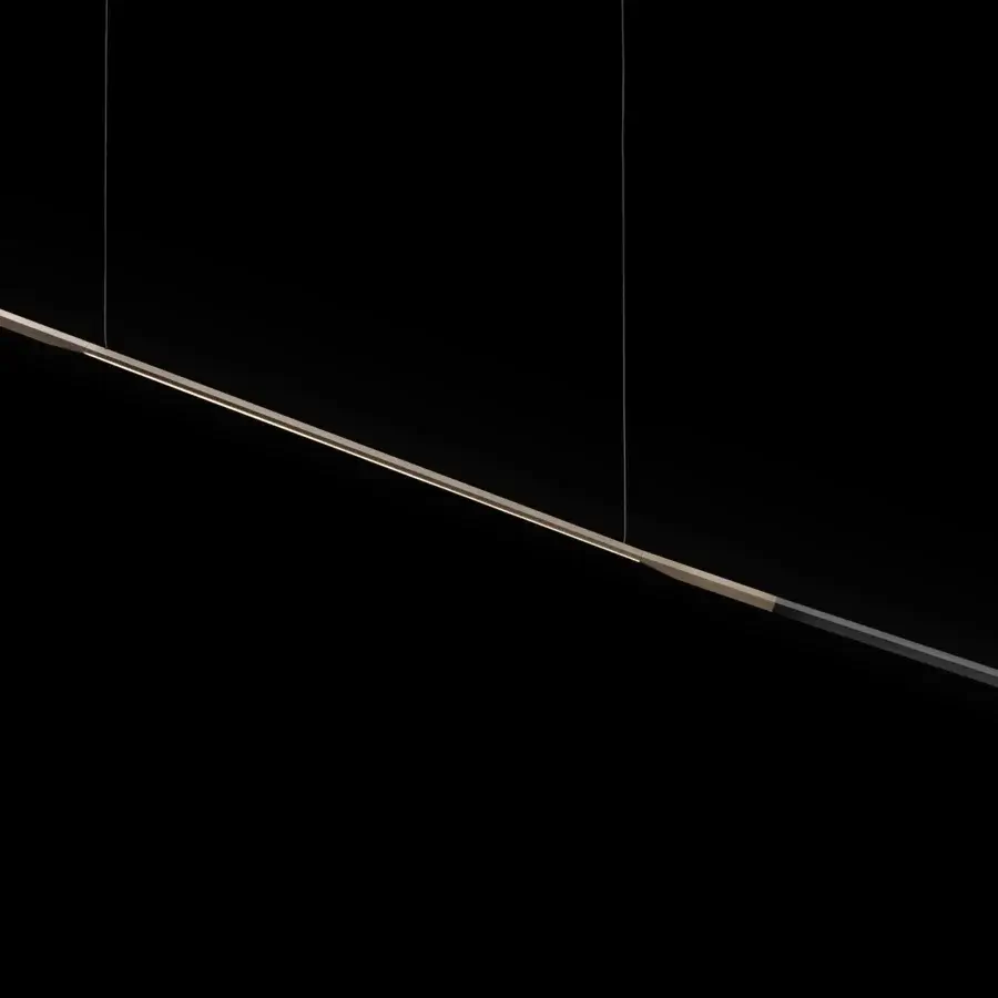 Distinguished Oluce Ilo suspension lamp crafted in aluminum with a golden-bronze darkening finish
