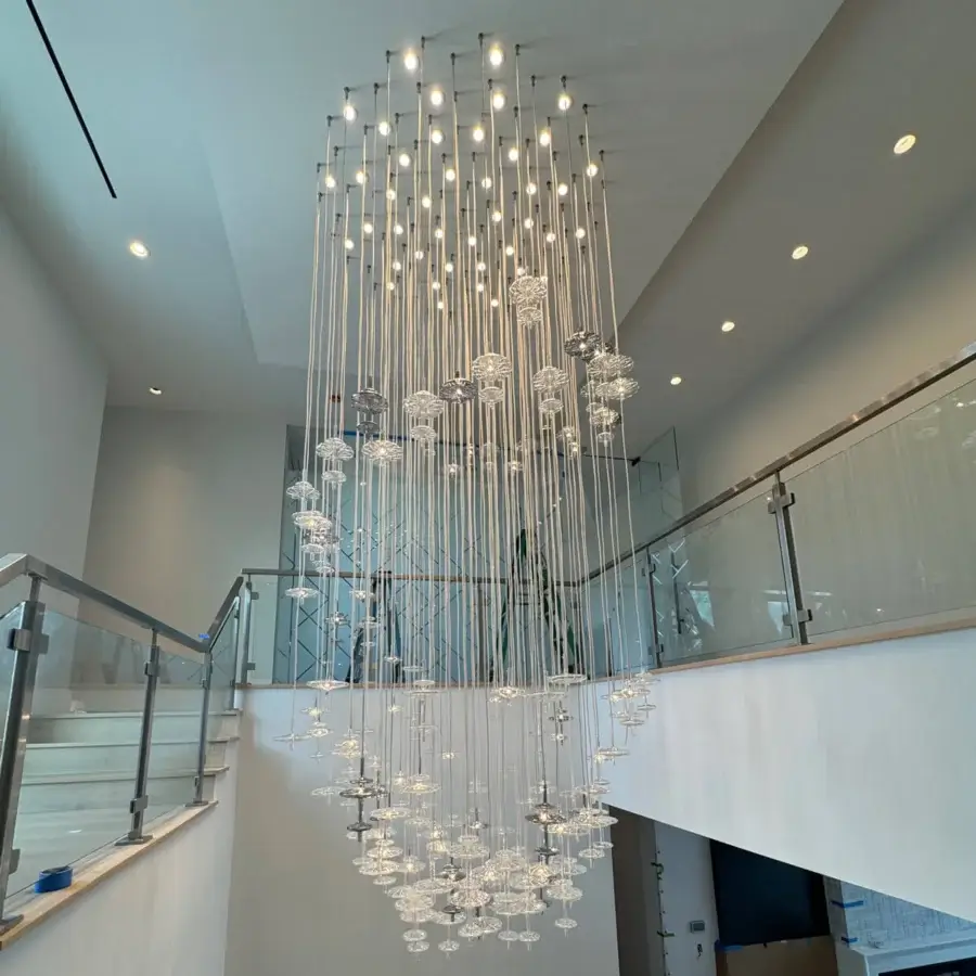 Superior melogranoblu Hydra - Gamma suspension lamp with hand-blown glass pendants and reflective silver metal crafted in Italy