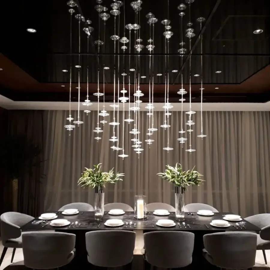 Lavish melogranoblu Hydra - Gamma suspension lamp with hand-blown glass pendants and colored metallic cords crafted in Italy
