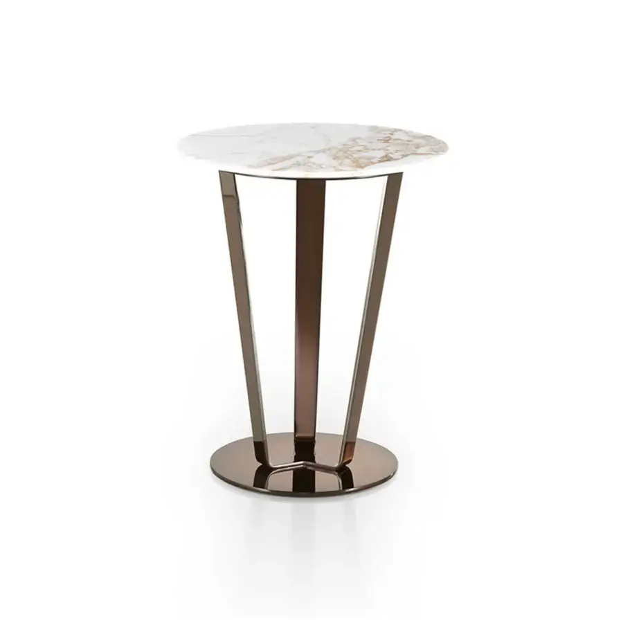 Distinguished DV Home Collection Soho coffee table with radiant onyx top and shining stainless steel base