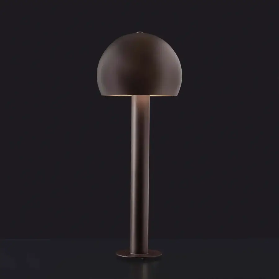 Distinguished Oluce Otto floor lamp crafted in metal with a matte, brownish-grey finish offering refined illumination