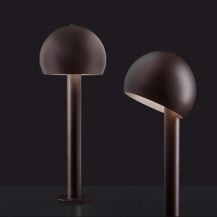 Exceptional Oluce Otto floor lamp crafted in Italy with a matte metal finish and adjustable, brownish tone