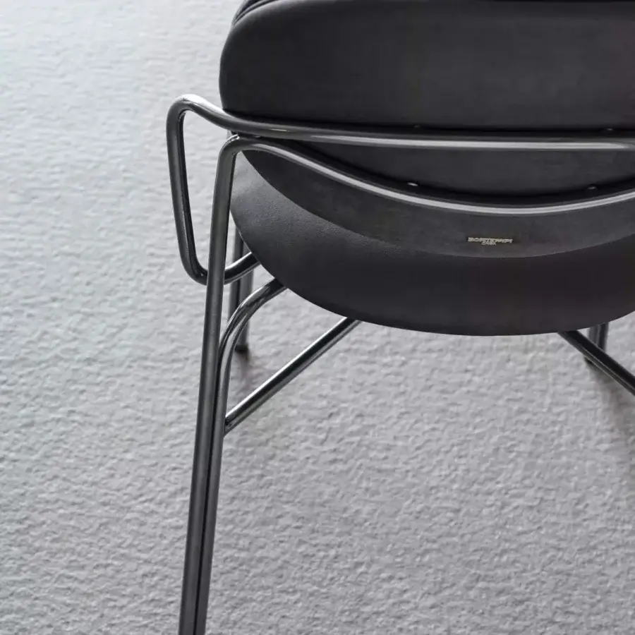Superior Bontempi Dada chair with a sleek metal frame upholstered in dark textile offering ergonomic comfort crafted in Italy
