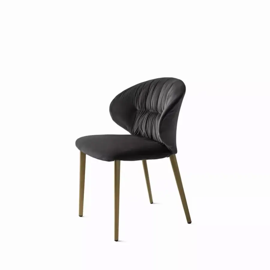 Distinguished Bontempi Drop chair with dark gray velvet upholstery and smooth gold-tone metal frame