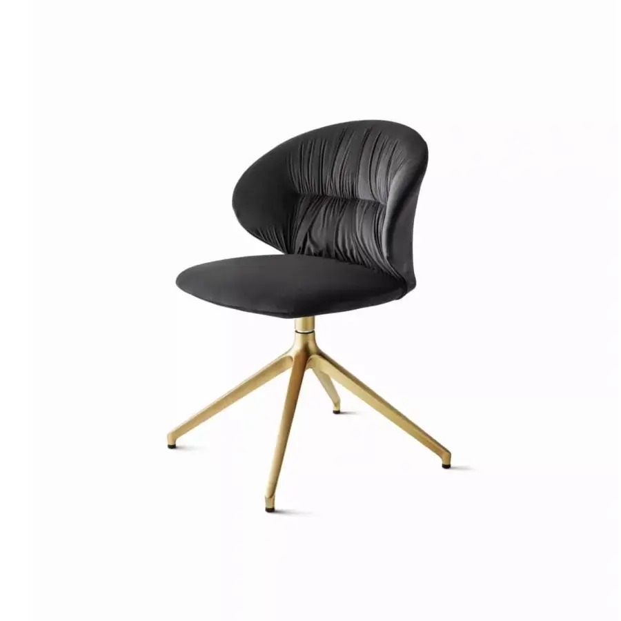 Distinguished Bontempi Drop chair with sleek black velvet upholstery and golden metal base crafted in Italy