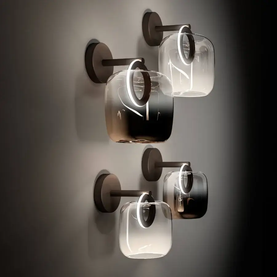 Distinguished Ozzio Italia Botticelle wall lamp with clustered lampshades and dark grey matte metal accents