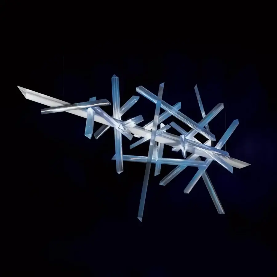 Innovative Slamp La Traviata suspension lamp crafted in Lentiflex® and methacrylate with a glossy translucent finish