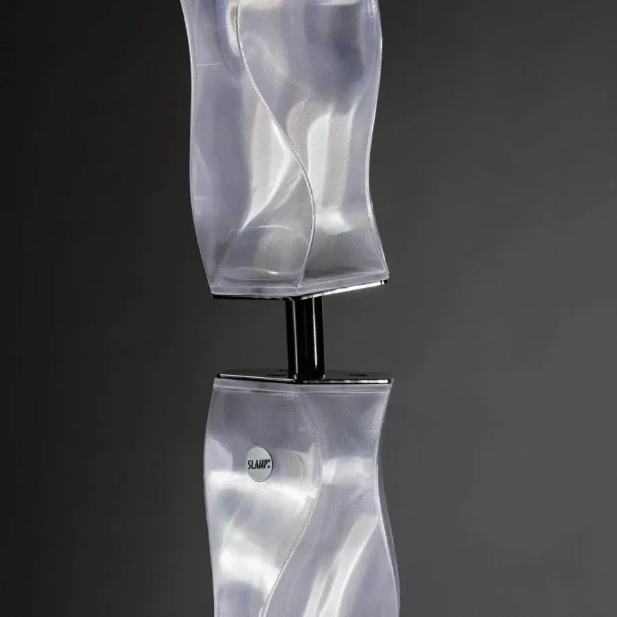 Distinguished Slamp Hugo floor lamp embodying sculptural form with translucent Lentiflex material and glossy finish