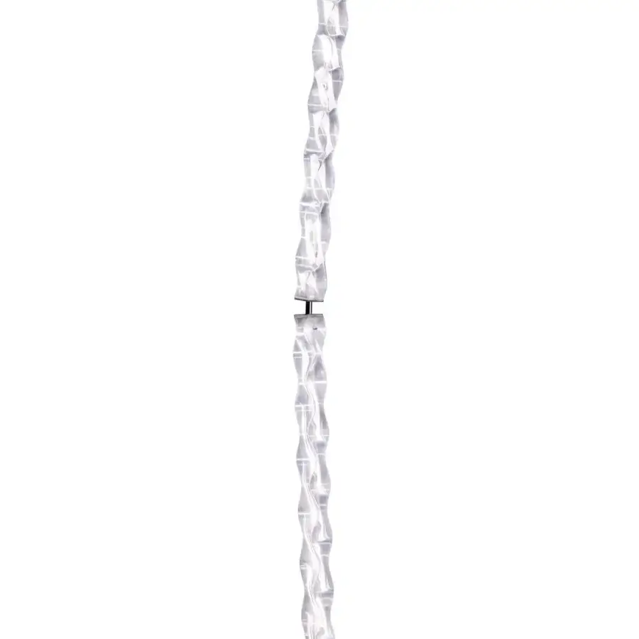 Elegant Slamp Hugo floor lamp embodying sculptural form with polished metal and innovative Lentiflex in a pale off-white hue