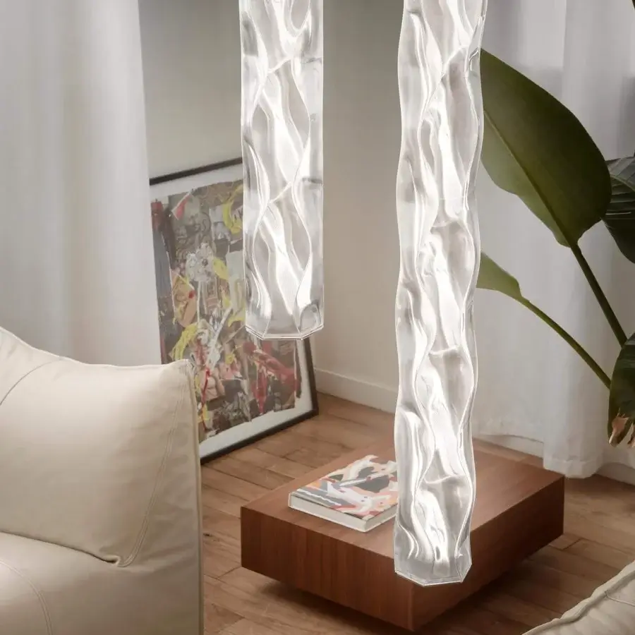 Captivating Slamp Hugo suspension lamp in translucent white Lentiflex® with a glossy water reflection effect