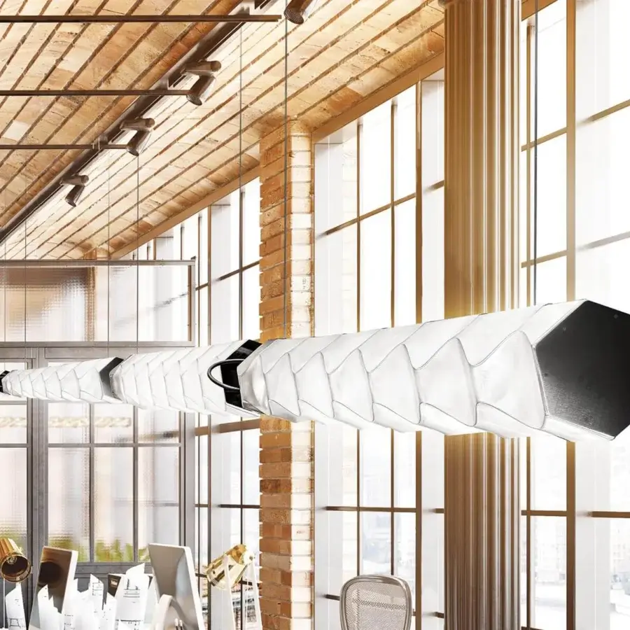 Architectural Slamp Hugo suspension lamp in white Lentiflex® material with a subtly textured matte finish