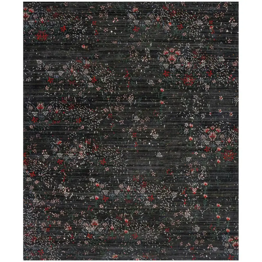 Exceptional Amini Giardino rug with contemporary floral design hand-knotted in wool and viscose with carved finish