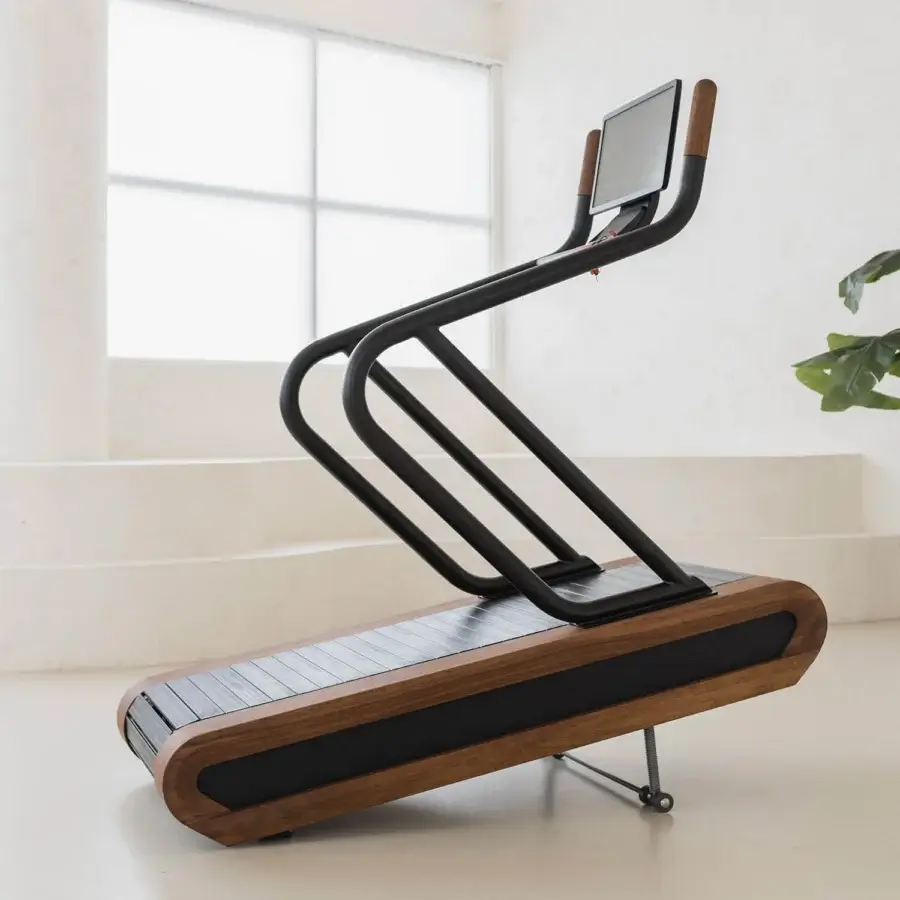 Distinguished NOHRD Citius treadmill crafted from fine woods and black matte metal with a smooth satin finish