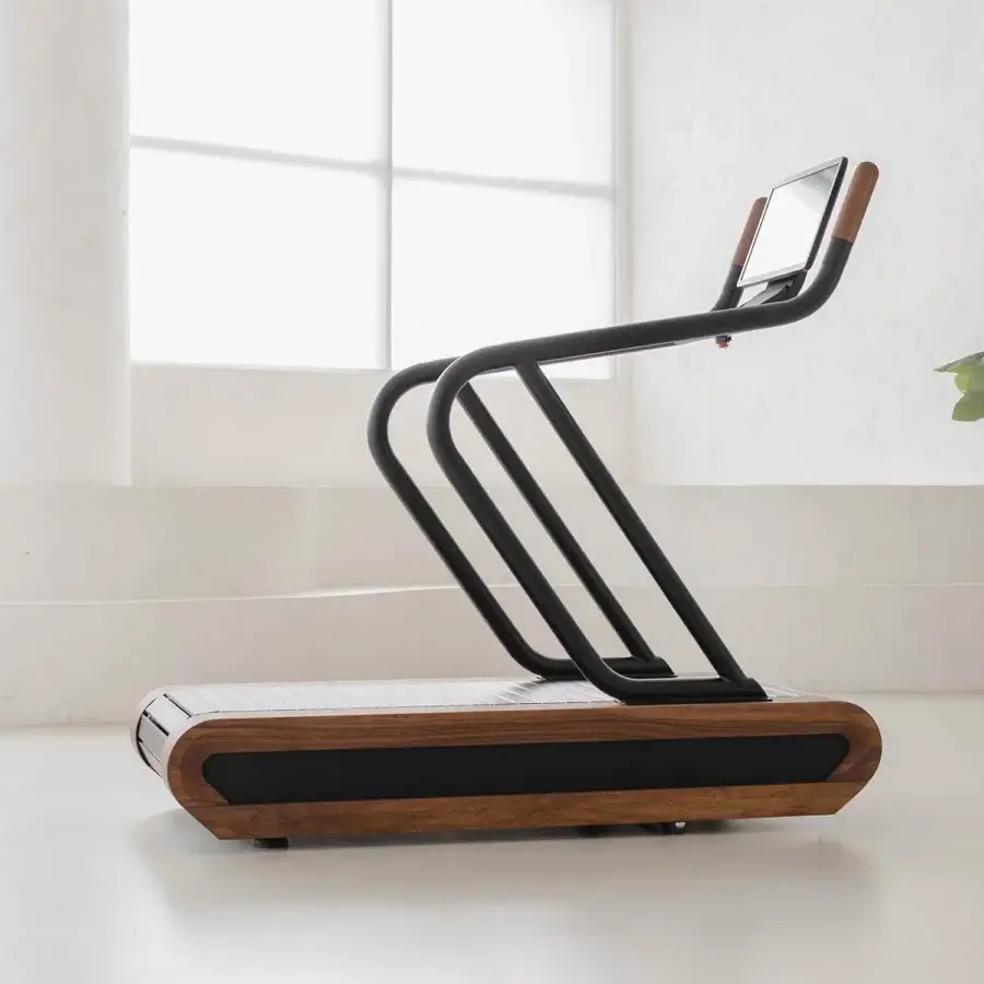 Exceptional NOHRD Citius treadmill crafted from fine woods with a matte black metal frame for natural training
