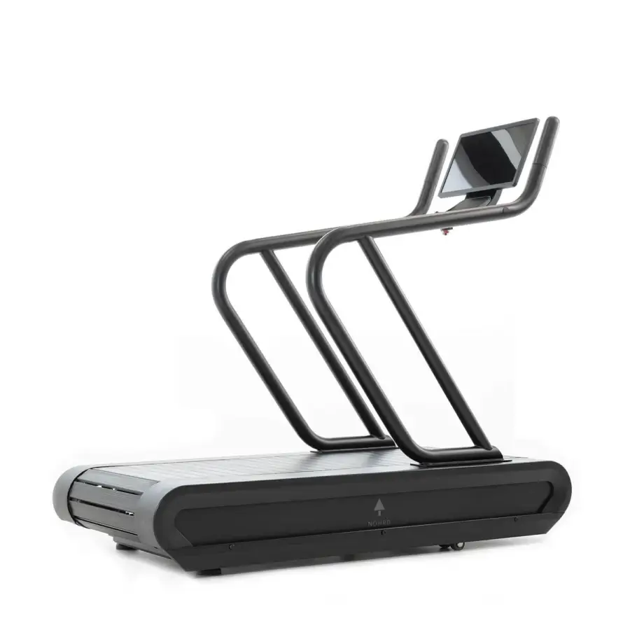 Elegant WATERROWER Citius treadmill crafted with fine woods and precision-engineered components in a matte black finish