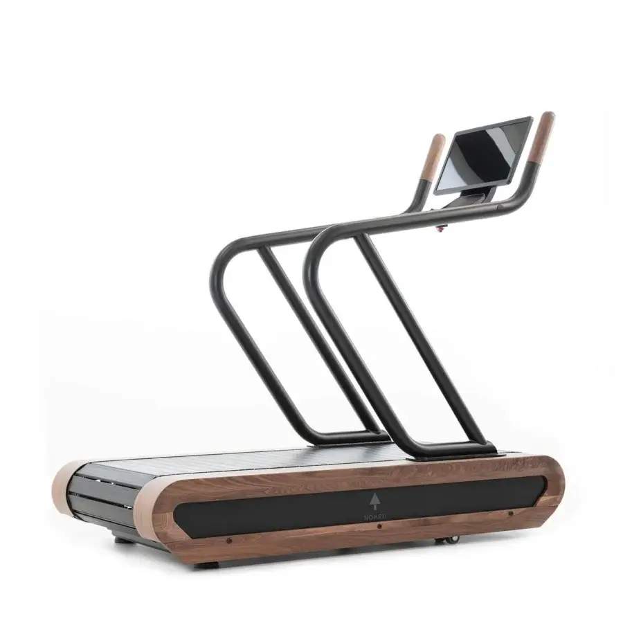 Exceptional NOHRD Citius treadmill crafted with fine woods and precision-engineered components in a warm brown satin finish