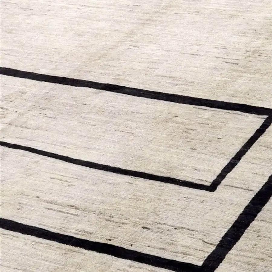 Superior Amini Collective rug hand-knotted in Afghanistan wool with a black geometric design and Italian finish