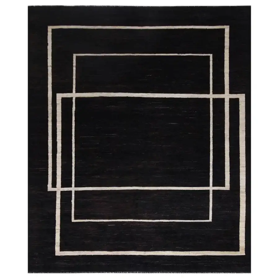 Distinguished Amini Collective rug hand-knotted in Afghanistan wool with a striking geometric design and Italian finish