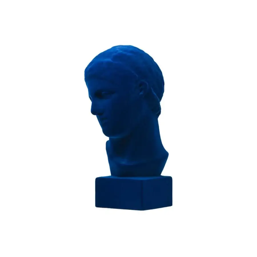 Distinguished Adriani e Rossi Palladium bust crafted in petrol blue velvet with a smooth matte ceramic finish
