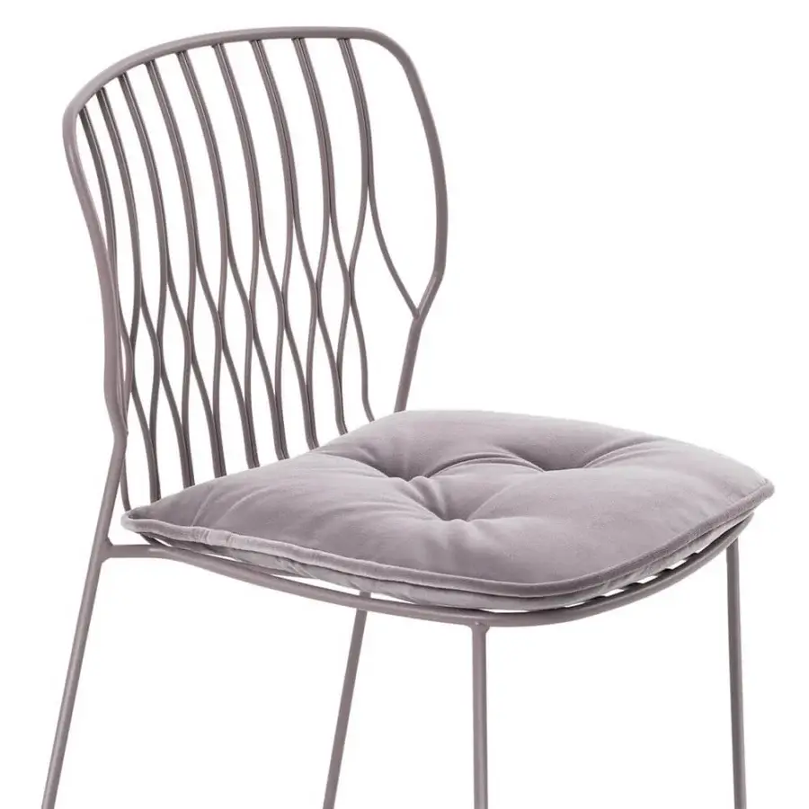 Distinguished Bontempi Freak chair with matte lavender metal framing and plush textured seat cushioning crafted in Italy
