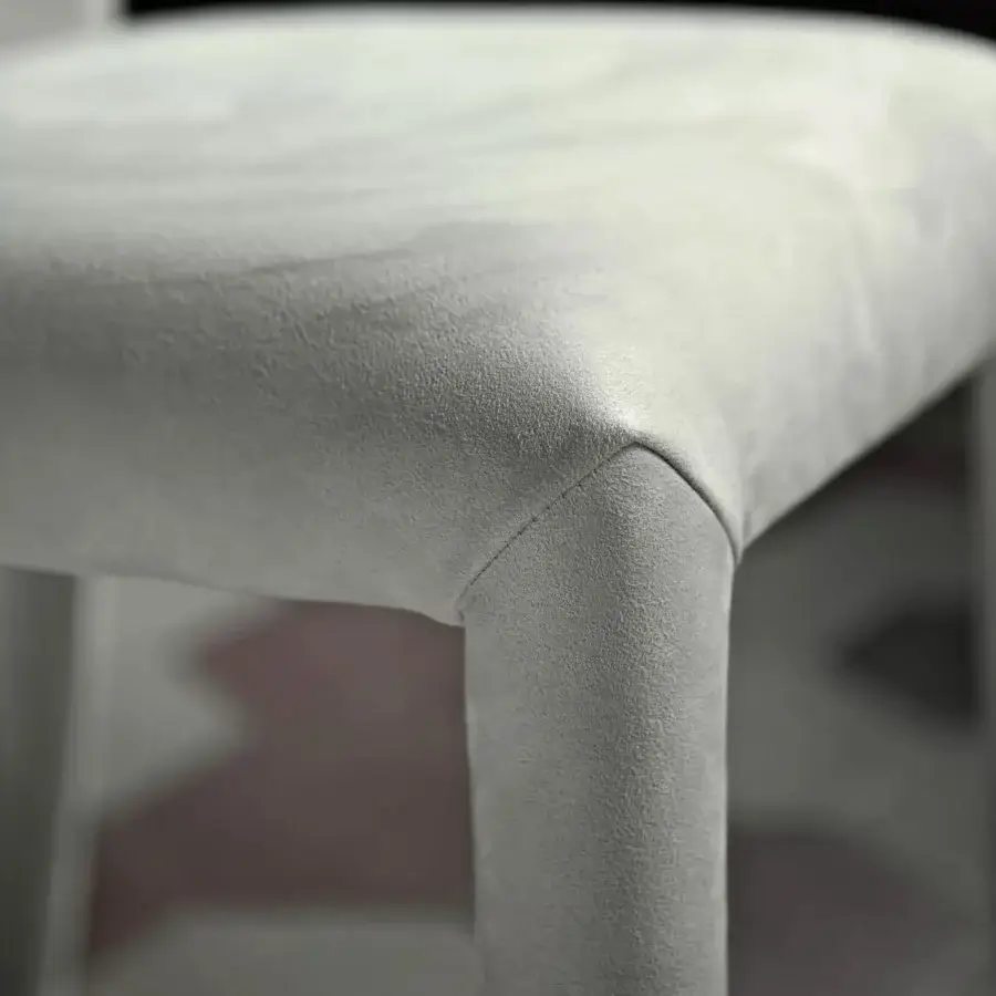 Distinguished Bontempi Sofia chair with fully upholstered construction in light gray textile and textured matte finish