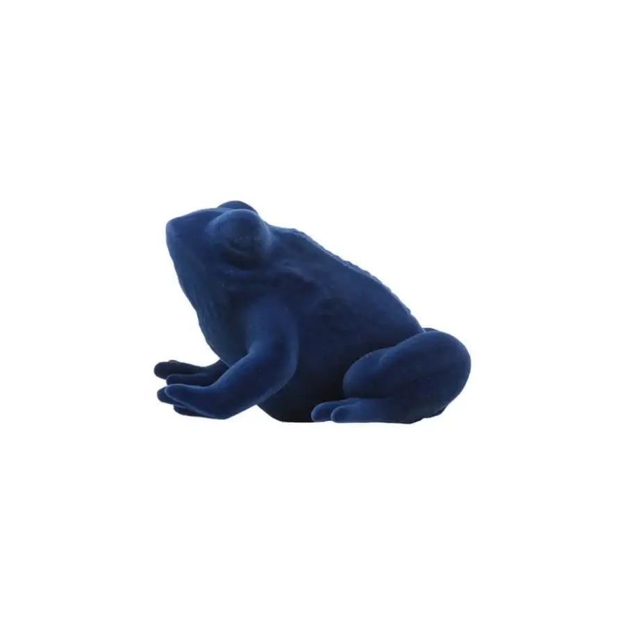 Distinguished Adriani e Rossi Prince & Queen sculpture pair with ceramic frogs in petrol blue velvet and a plush finish