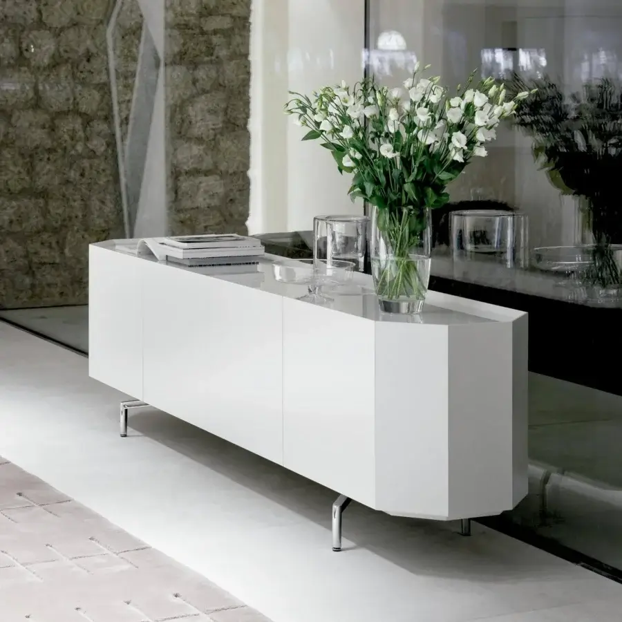 Exclusive Cattelan Italia Chelsea sideboard with matt lacquered wood and bronze mirrored glass top
