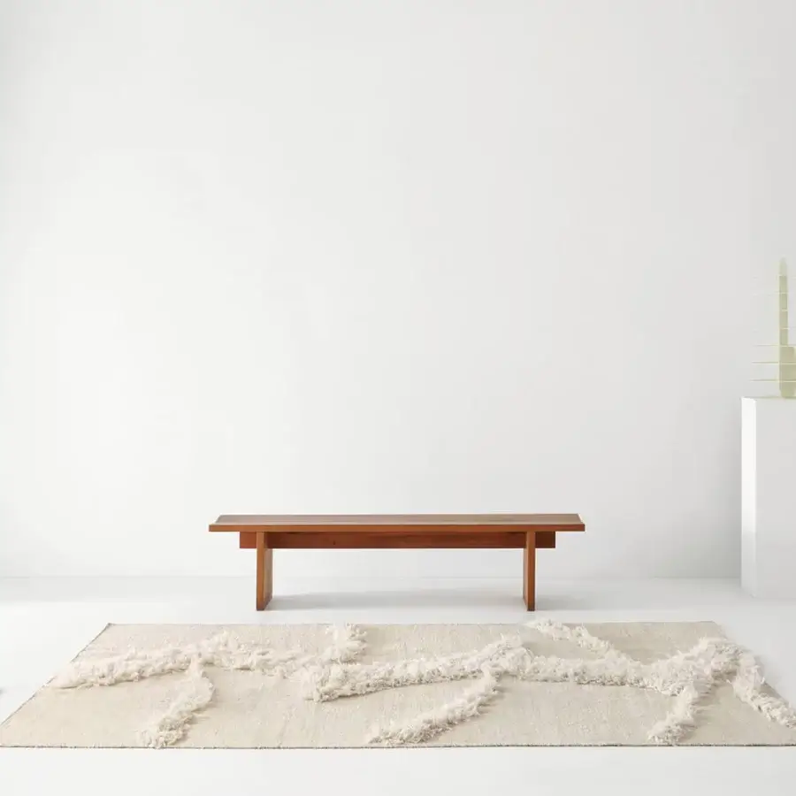 Exceptional Amini Il Volo rug with abstract texture crafted in ivory jute and New Zealand wool with hand-washed finish