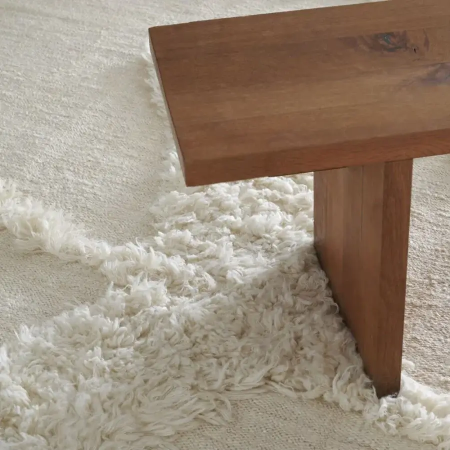 Lavish Amini Il Volo rug hand-knotted in India with ivory jute and New Zealand wool plus organic fringed perimeter
