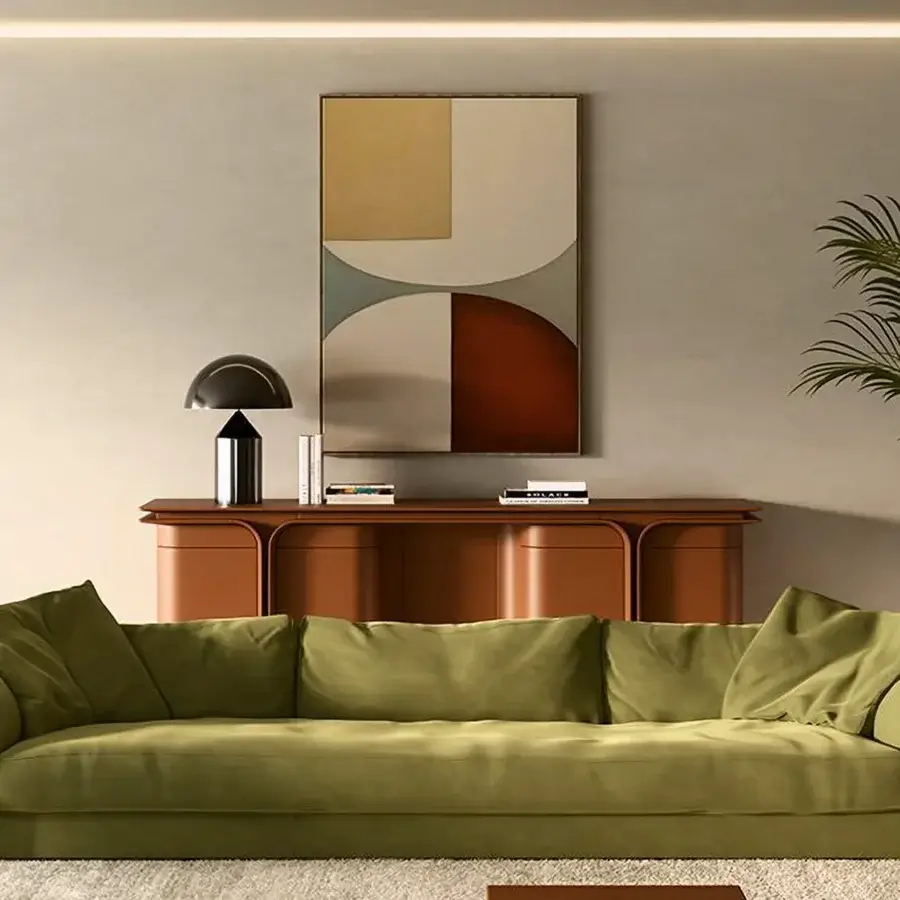 Lavish Mascheroni Jazz Duke sideboard with reddish-brown leather, solid wood construction and satin finish