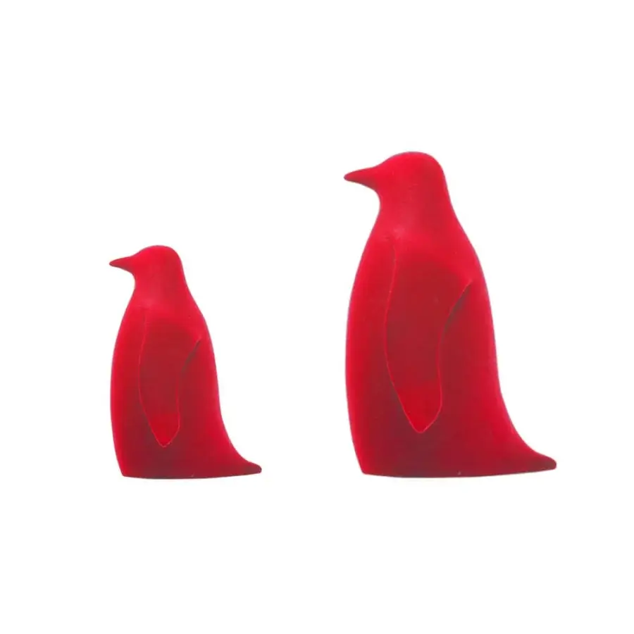 Exceptional Adriani e Rossi Pingo sculpture, a ceramic penguin duo in ruby red with a matte finish