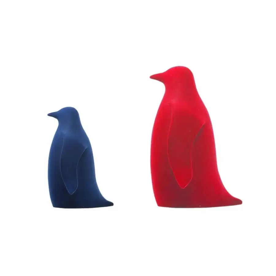 Lavish Adriani e Rossi Pingo sculpture, a ceramic penguin with sumptuous ruby velvet and matte texture