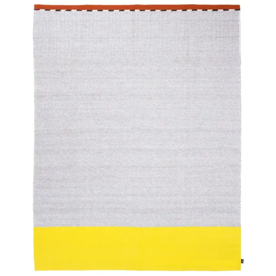 Distinguished Amini Khilim rug hand-woven in wool with geometric design and hand-washed clipped carved texture