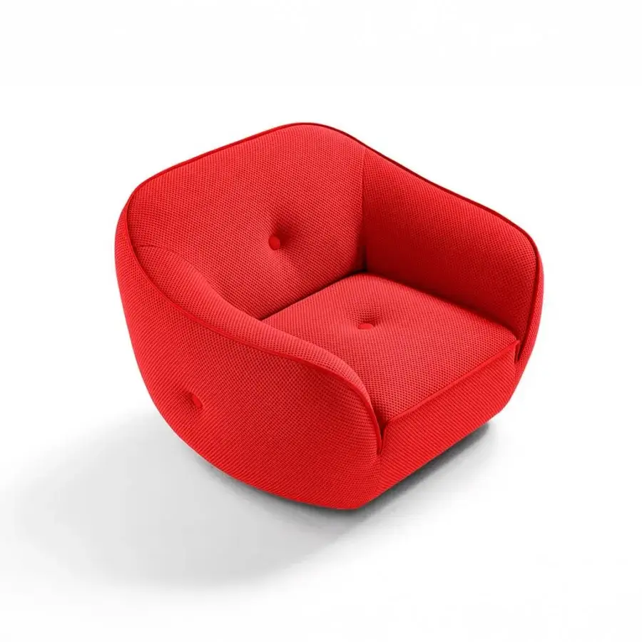 Superior Egoitaliano Bebop lounge chair in vibrant red bi-elastic stretch fabric with wood frame construction