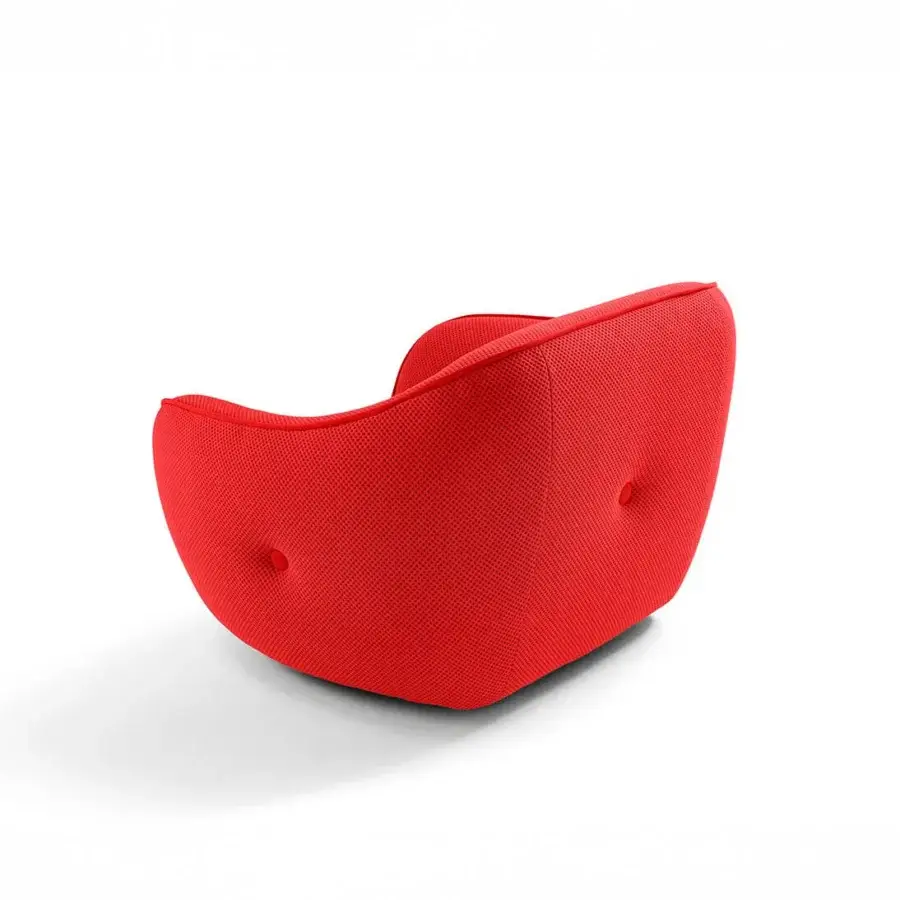 Distinctive Egoitaliano Bebop lounge chair in red bi-elastic upholstery with Lycra details and a wood frame built with polyurethane foam