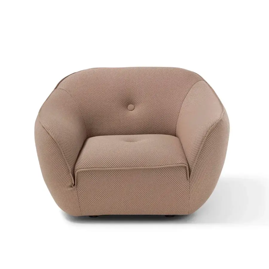 Exceptional Egoitaliano Bebop lounge chair in warm beige bi-elastic upholstery crafted with wood and polyurethane foam
