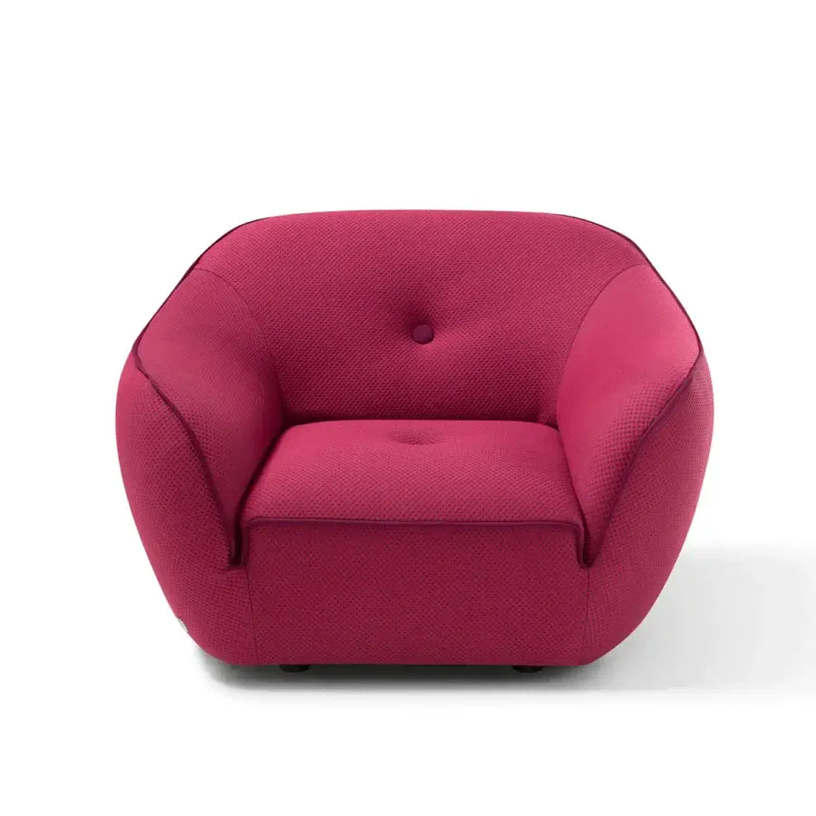 Lavish Egoitaliano Bebop lounge chair in magenta bi-elastic upholstery with Lycra details and textured finish