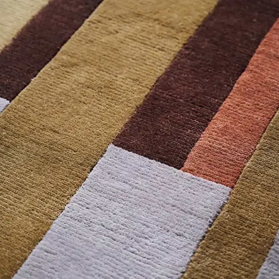 Exceptional Amini RD Braque rug hand-knotted in New Zealand wool with bold horizontal stripes and a hand-washed carved finish