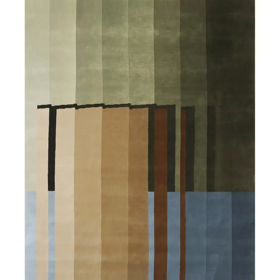 Superior Amini RD Braque rug hand-knotted in New Zealand wool with vertical stripes and hand-washed carving