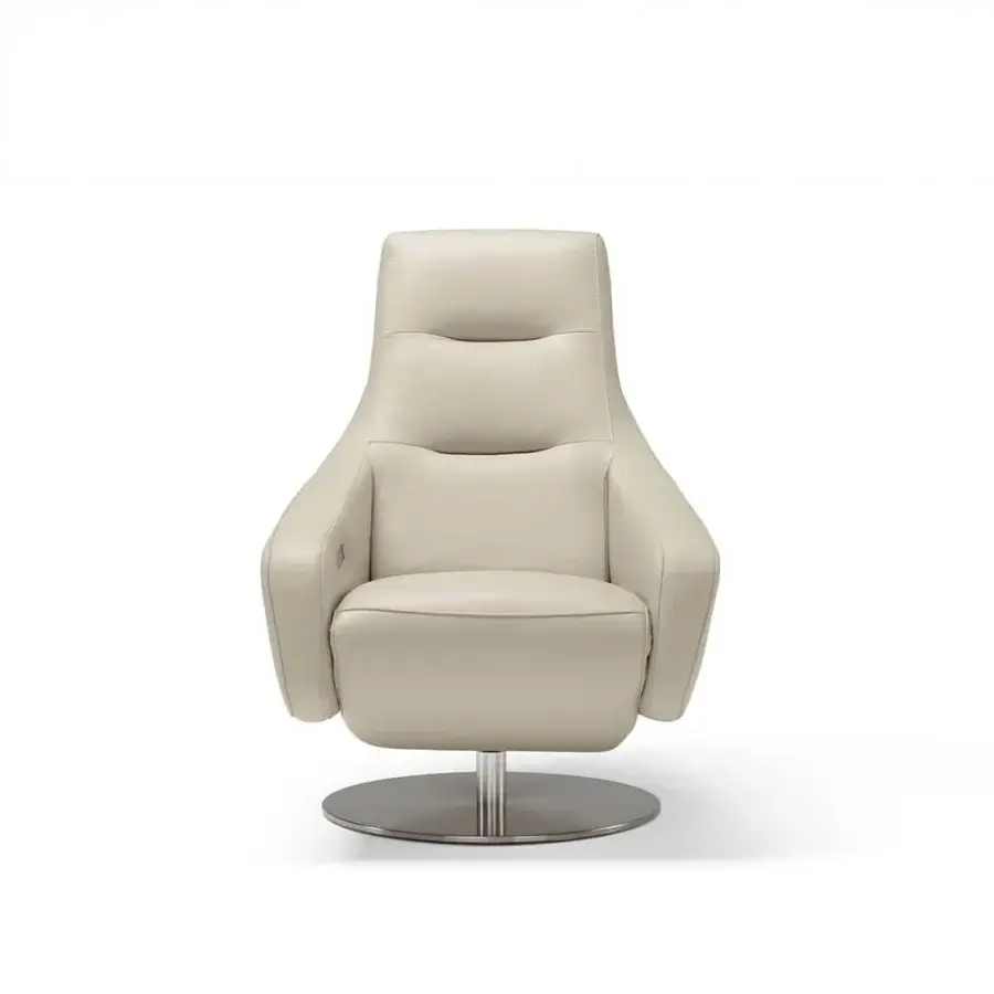 Distinguished Egoitaliano Nora lounge chair with adjustable seat and backrest in textured light beige textile and shiny stainless steel base