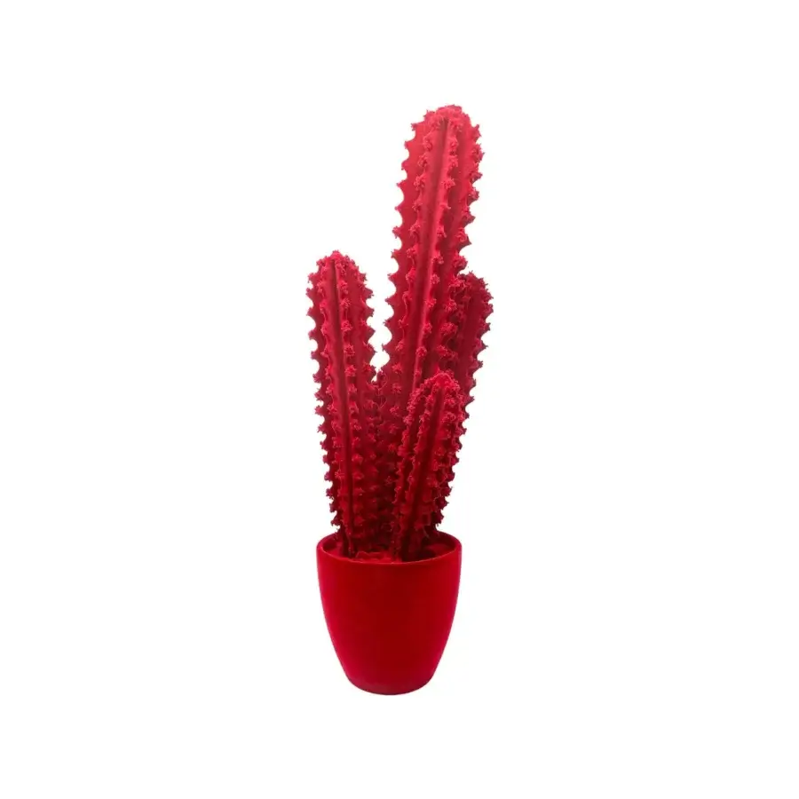 Exceptional Adriani e Rossi Cactus Velvet Sculpture sculpture with red velvet upholstery and smooth matte finish
